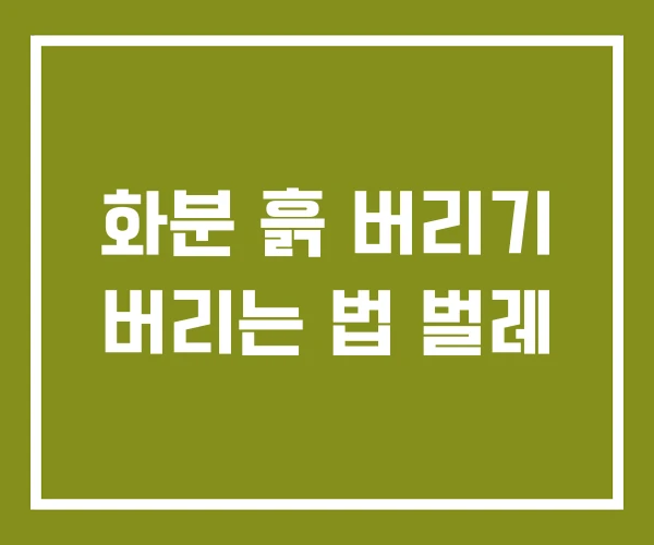 화분 흙 버리기 버리는 법 벌레