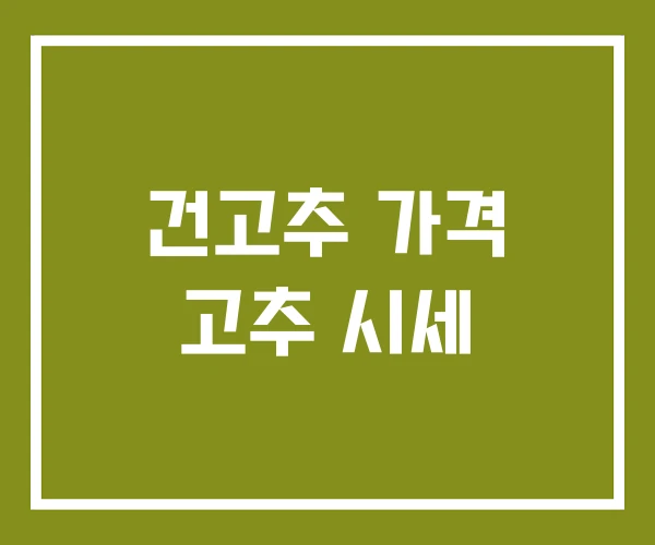 건고추 가격 고추 시세