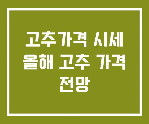 고추가격 시세 올해 고추 가격 전망