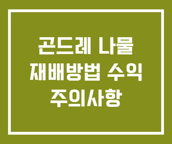 곤드레 나물 재배방법 수익 주의사항