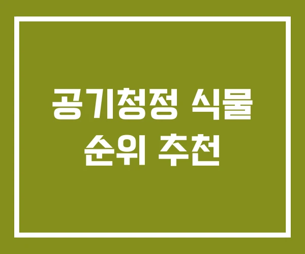 공기청정 식물 순위 추천