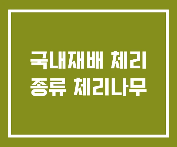국내재배 체리 종류 체리나무