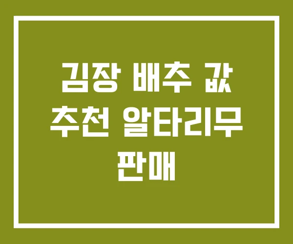 김장 배추 값 추천 알타리무 판매