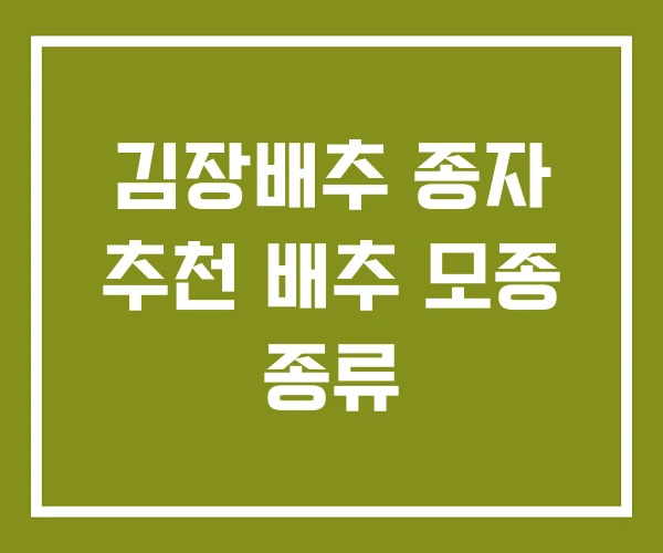 김장배추 종자 추천 배추 모종 종류