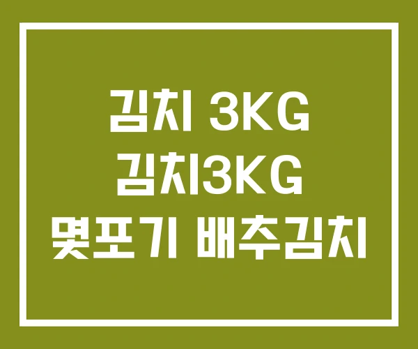 김치 3KG 김치3KG 몇포기 배추김치