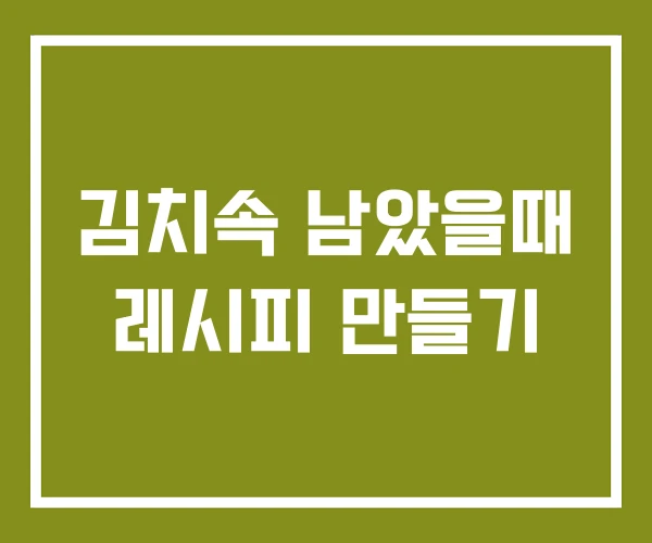 김치속 남았을때 레시피 만들기