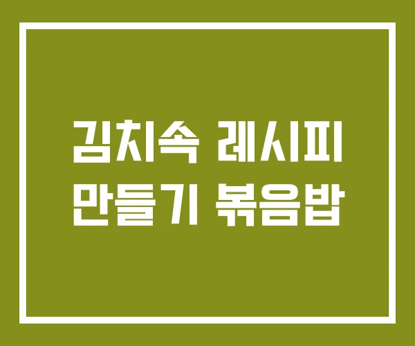 김치속 레시피 만들기 볶음밥