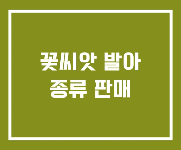 꽃씨앗 발아 종류 판매