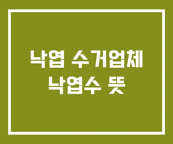 낙엽 수거업체 낙엽수 뜻