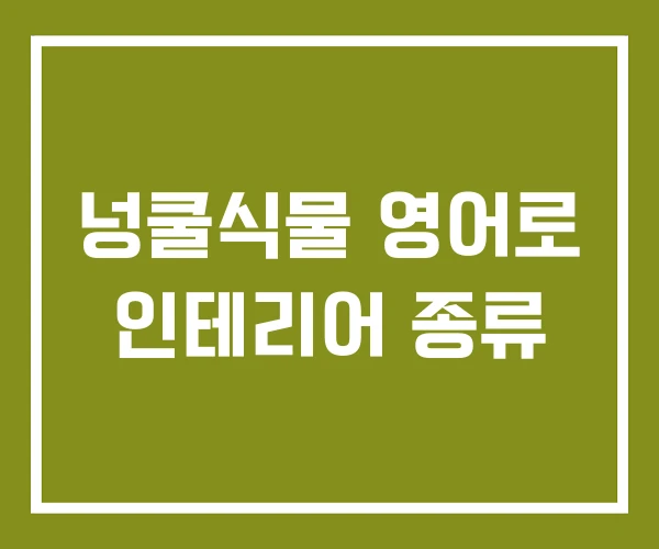 넝쿨식물 영어로 인테리어 종류