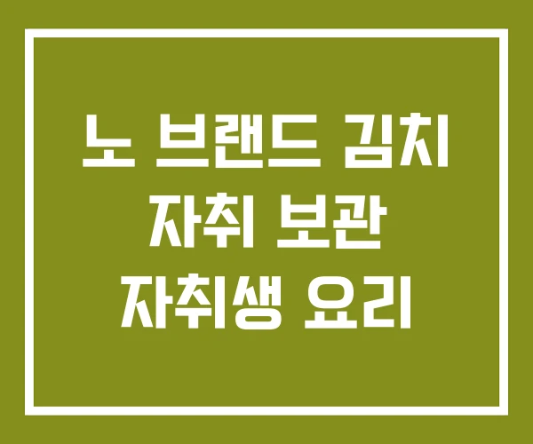 노 브랜드 김치 자취 보관 자취생 요리