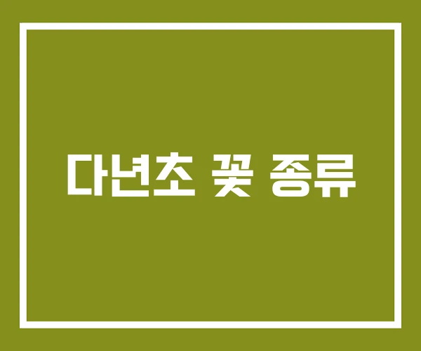 다년초 꽃 종류