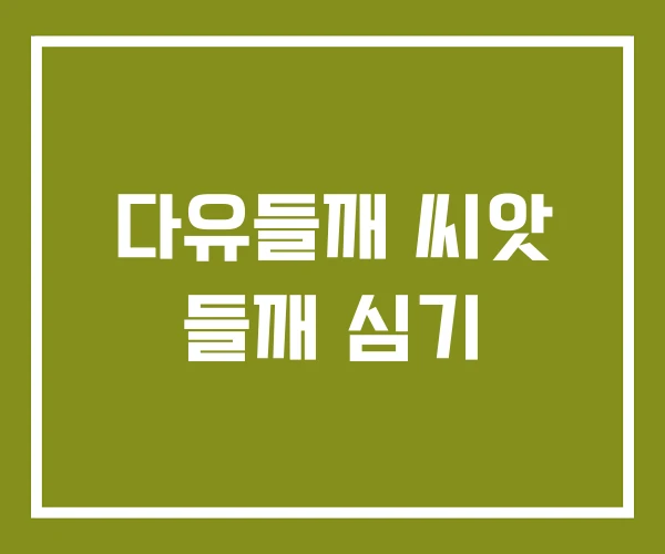 다유들깨 씨앗 들깨 심기