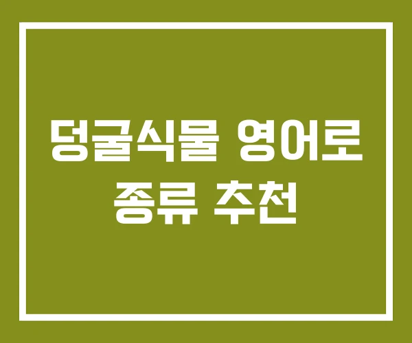 덩굴식물 영어로 종류 추천