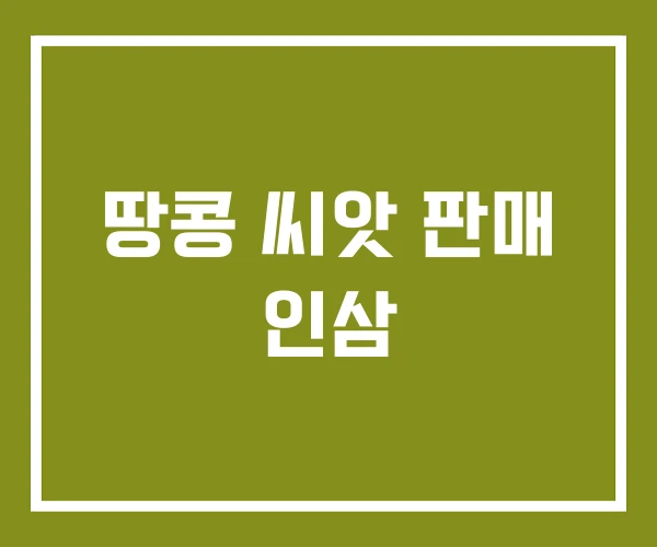 땅콩 씨앗 판매 인삼