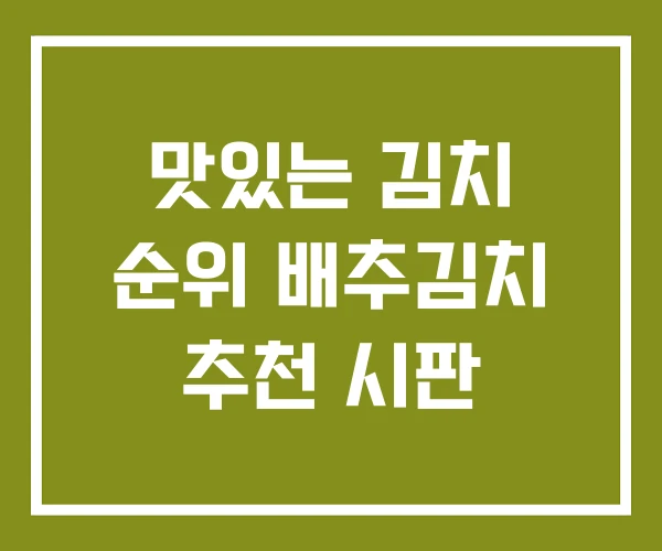 맛있는 김치 순위 배추김치 추천 시판