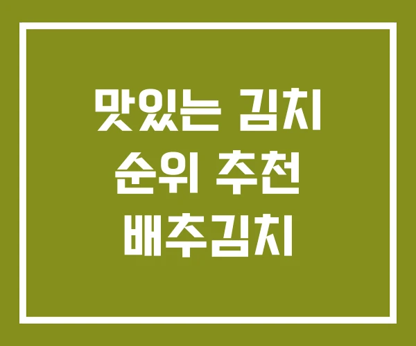 맛있는 김치 순위 추천 배추김치