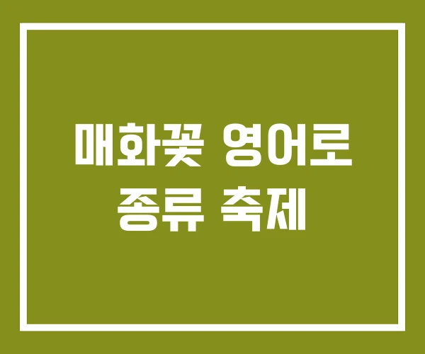 매화꽃 영어로 종류 축제