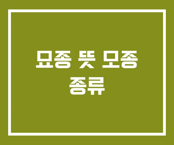 묘종 뜻 모종 종류