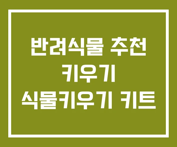 반려식물 추천 키우기 식물키우기 키트