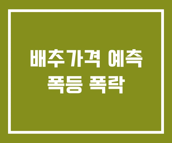 배추가격 예측 폭등 폭락
