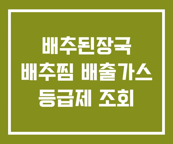 배추된장국 배추찜 배출가스 등급제 조회