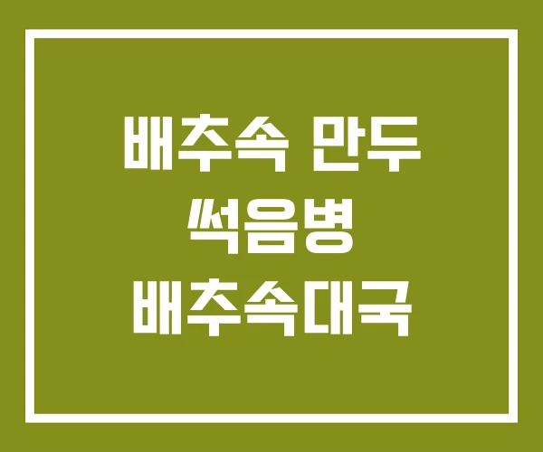 배추속 만두 썩음병 배추속대국