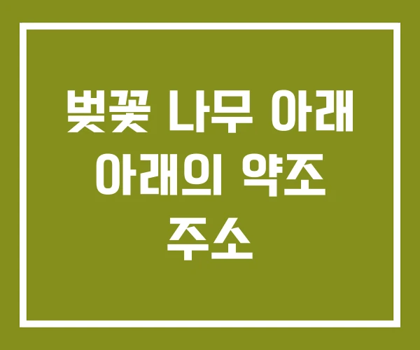 벚꽃 나무 아래 아래의 약조 주소