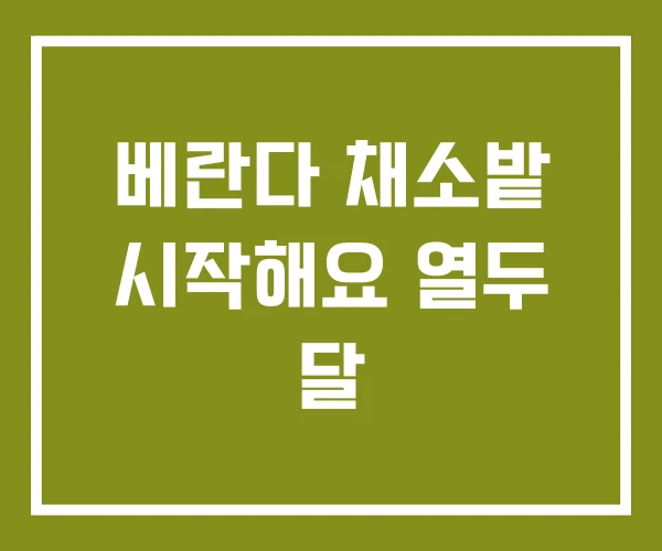베란다 채소밭 시작해요 열두 달