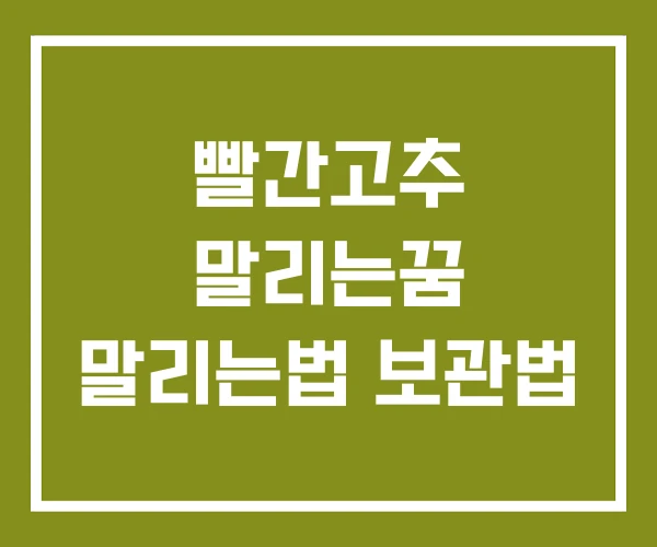 빨간고추 말리는꿈 말리는법 보관법