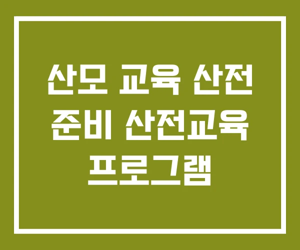 산모 교육 산전 준비 산전교육 프로그램
