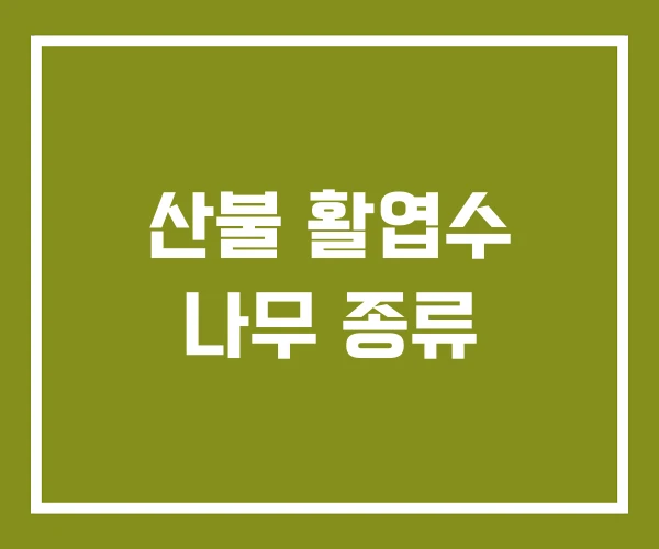 산불 활엽수 나무 종류