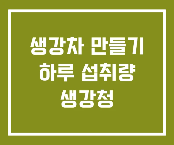 생강차 만들기 하루 섭취량 생강청