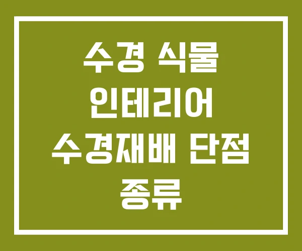 수경 식물 인테리어 수경재배 단점 종류