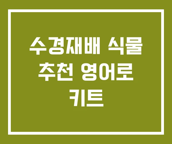 수경재배 식물 추천 영어로 키트