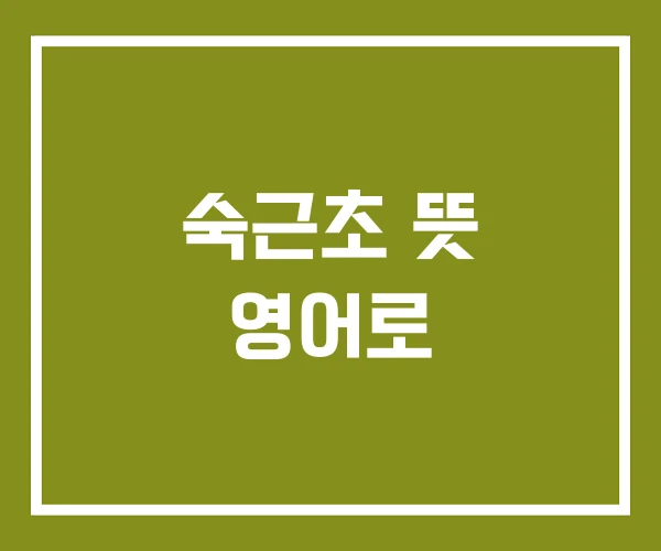 숙근초 뜻 영어로