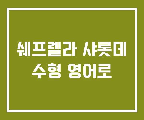 쉐프렐라 샤롯데 수형 영어로