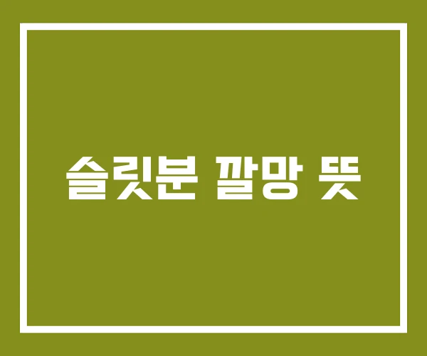 슬릿분 깔망 뜻