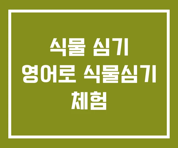 식물 심기 영어로 식물심기 체험