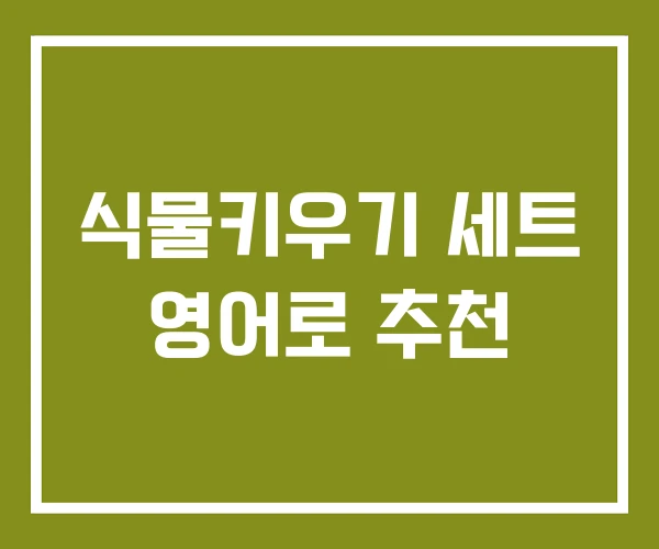 식물키우기 세트 영어로 추천