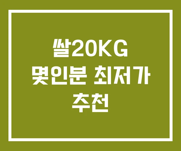 쌀20KG 몇인분 최저가 추천