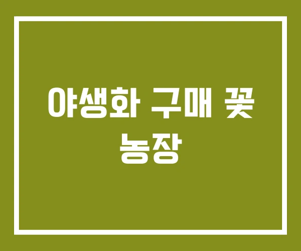 야생화 구매 꽃 농장
