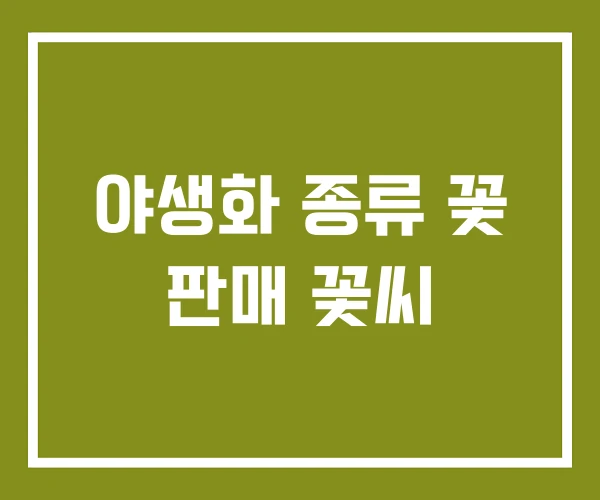 야생화 종류 꽃 판매 꽃씨
