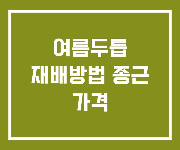여름두릅 재배방법 종근 가격