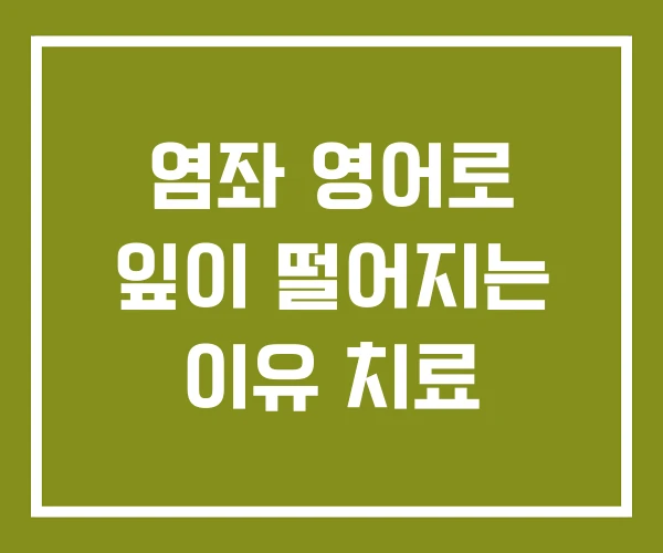 염좌 영어로 잎이 떨어지는 이유 치료