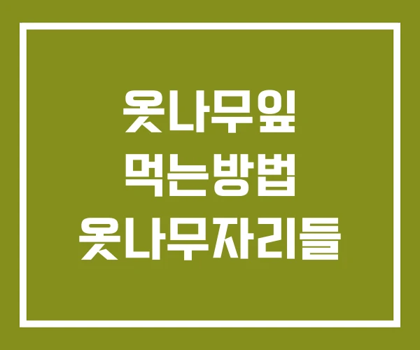 옷나무잎 먹는방법 옷나무자리들