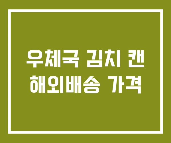 우체국 김치 캔 해외배송 가격