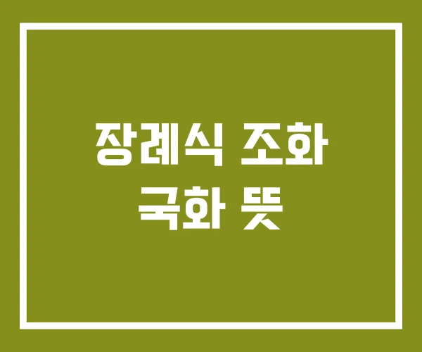 장례식 조화 국화 뜻