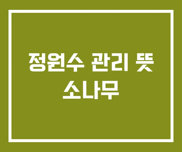 정원수 관리 뜻 소나무