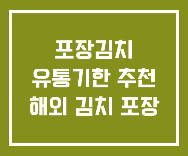 포장김치 유통기한 추천 해외 김치 포장